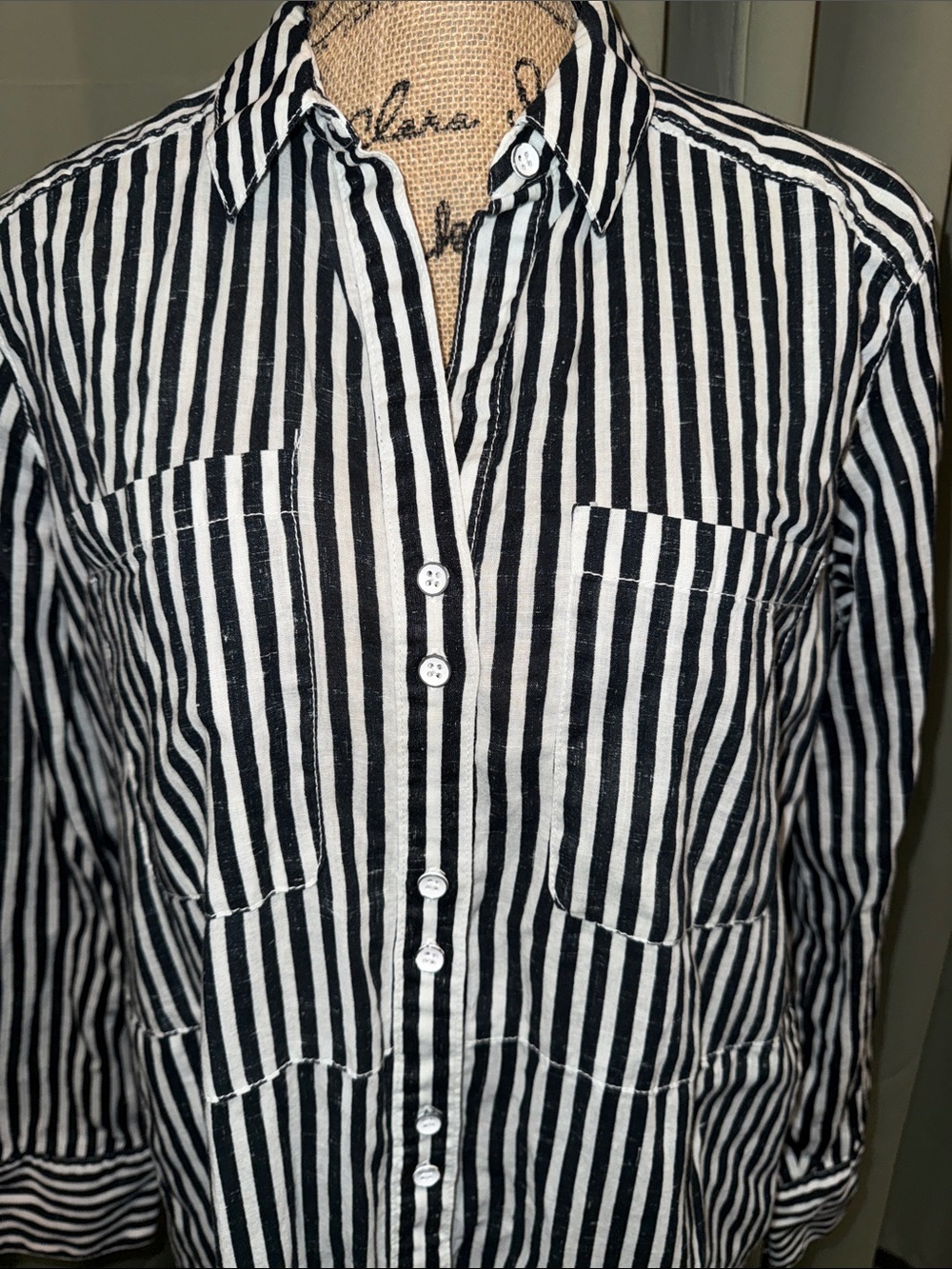 Free People Black and White Striped Shirt Dress - Picture 5 of 6